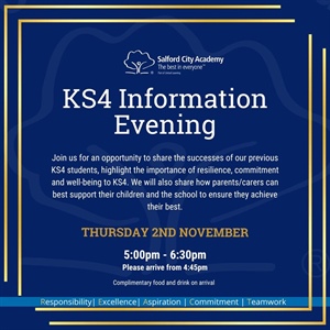 Join us for KS4 Information Evening 2nd November 2023