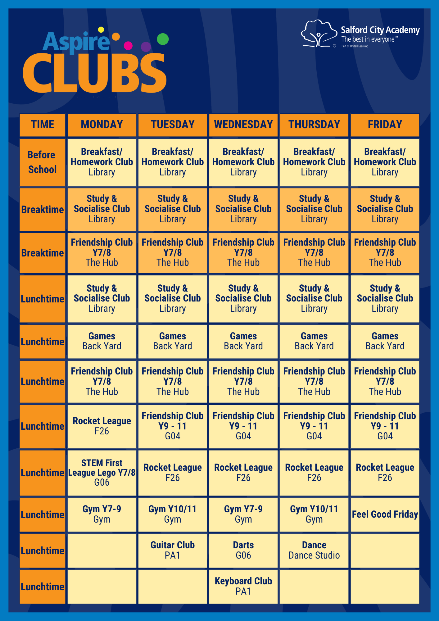 Clubs Timetable
